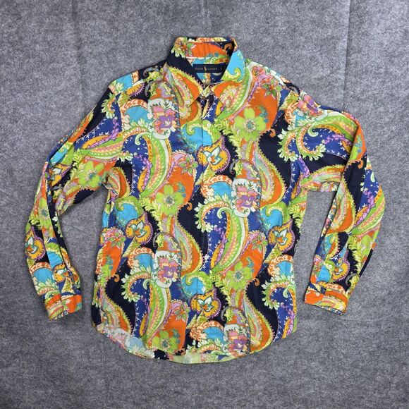 Ralph Lauren Shirt Mens Large Paisley Button Up Long Sleeve Vintage Style - Picture 1 of 10